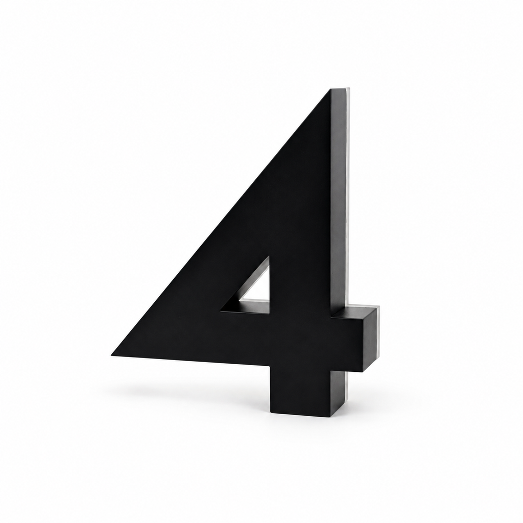 JELSCO 6 inch matte black backlit LED house number 4, 304 stainless, front