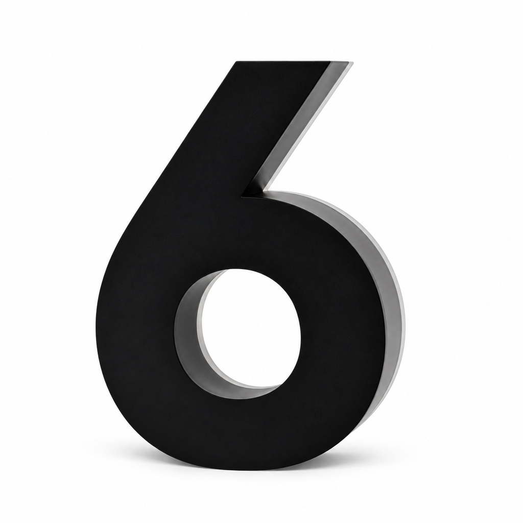 JELSCO 6 inch matte black backlit LED house number 6 and 9, 304 stainless, front