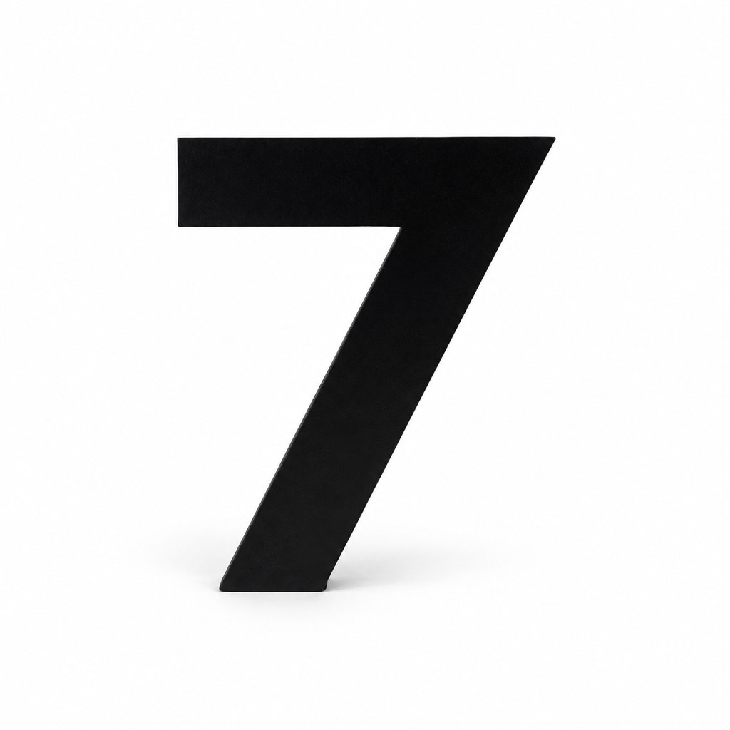 JELSCO 6 inch matte black backlit LED house number 7, 304 stainless, front