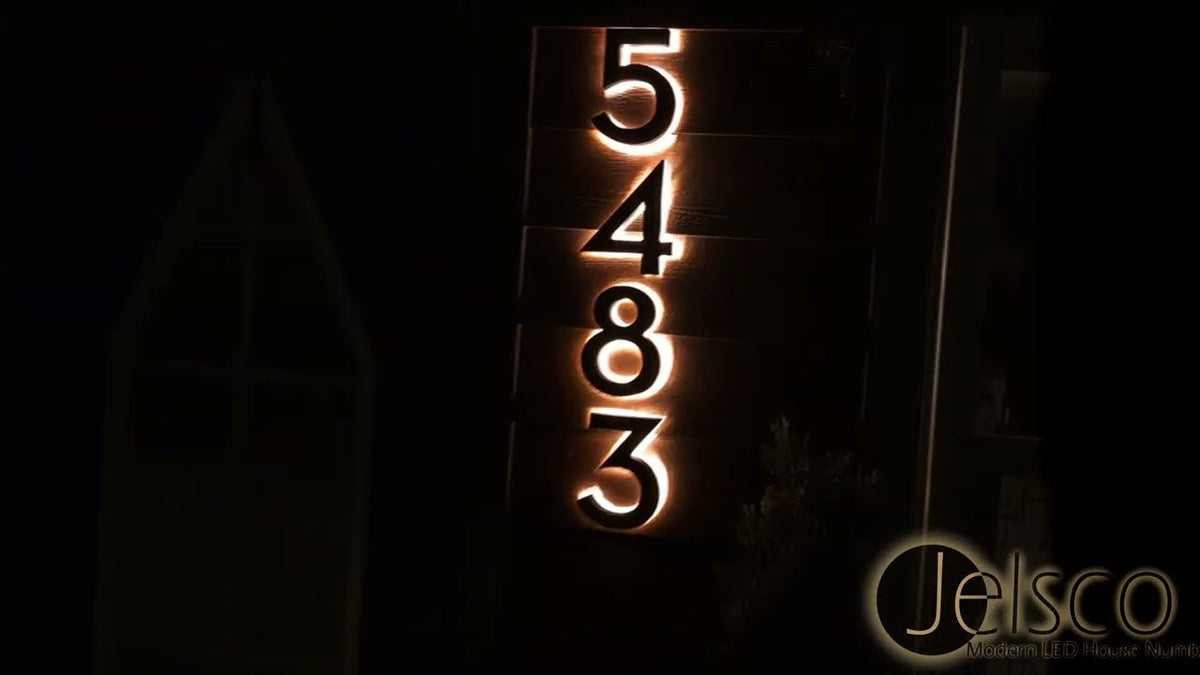 JELSCO backlit house numbers 5483 lit at night
