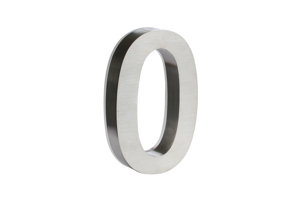 JELSCO stainless steel LED backlit house number, digit 0