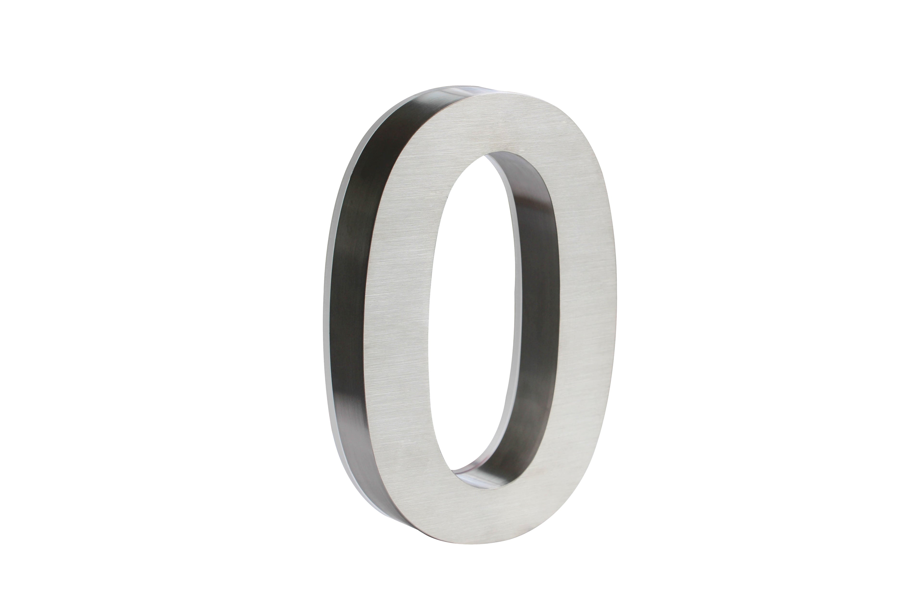 JELSCO stainless steel LED backlit house number, digit 0