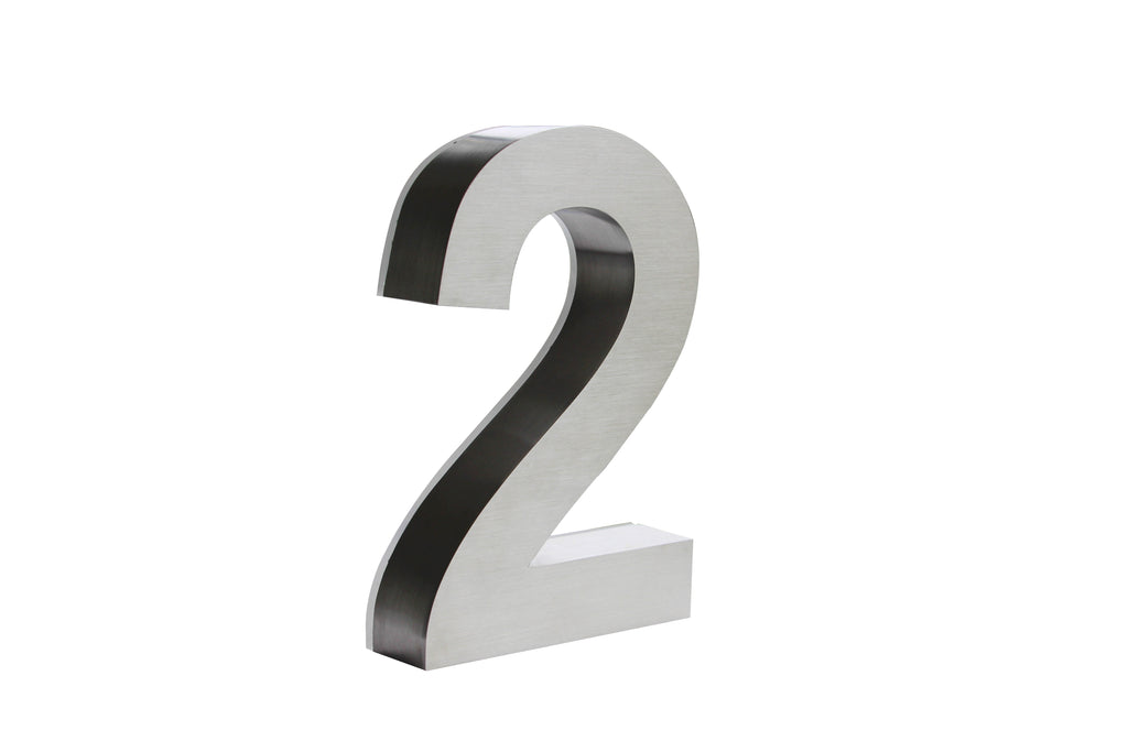 JELSCO stainless steel LED backlit house number, digit 2