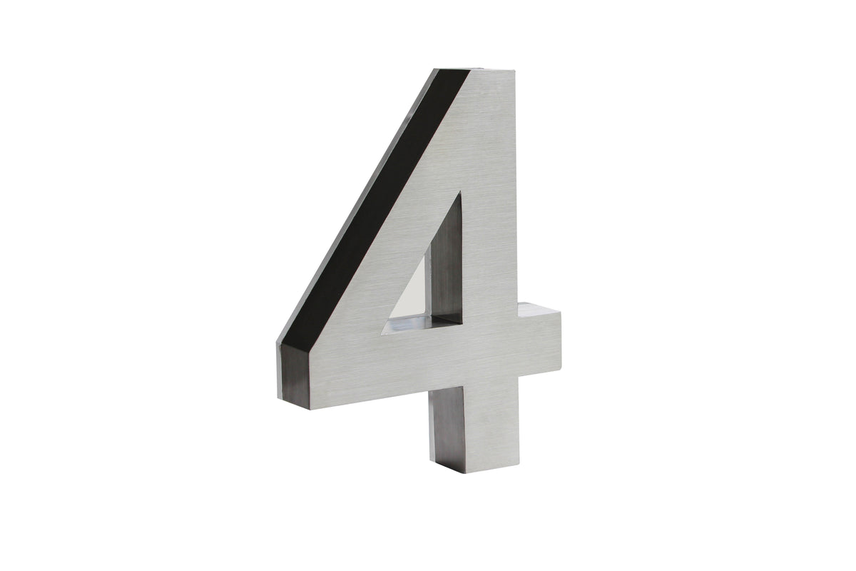 JELSCO stainless steel LED backlit house number, digit 4