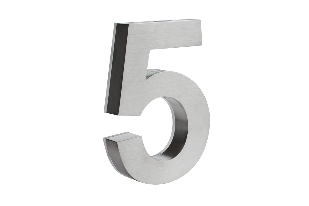 JELSCO stainless steel LED backlit house number, digit 5