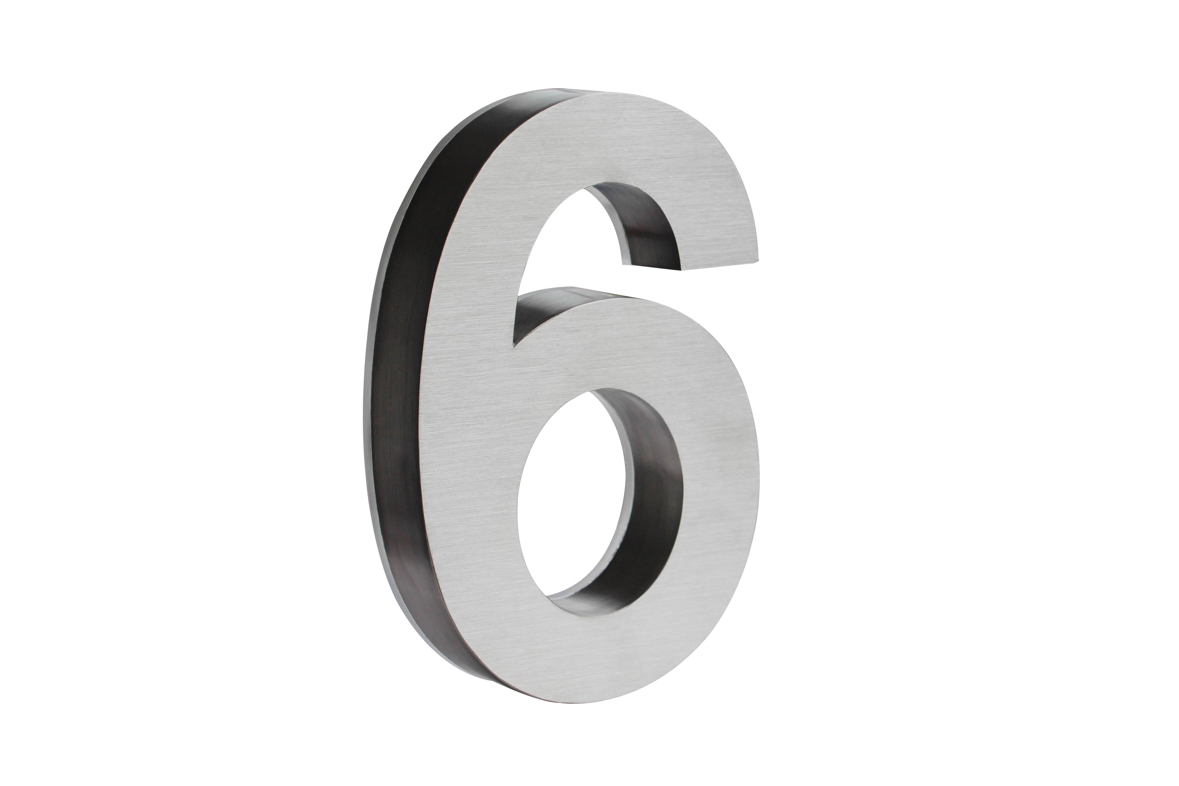 JELSCO stainless steel LED backlit house number, digit 6