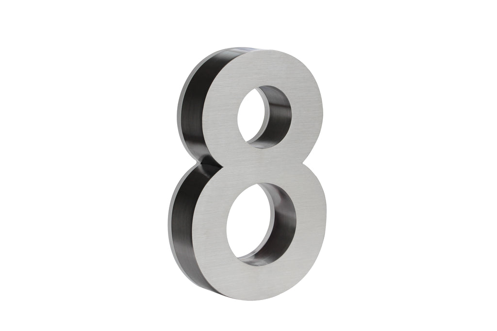 JELSCO stainless steel LED backlit house number, digit 8