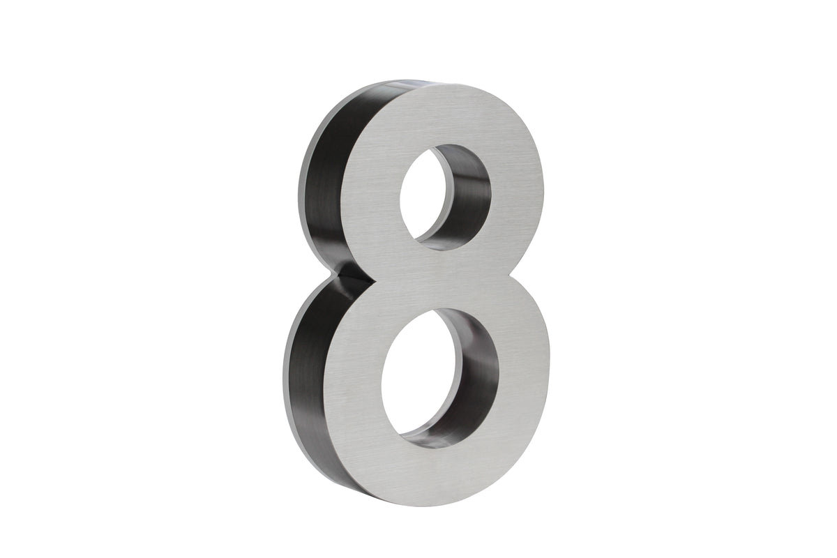 JELSCO stainless steel LED backlit house number, digit 8