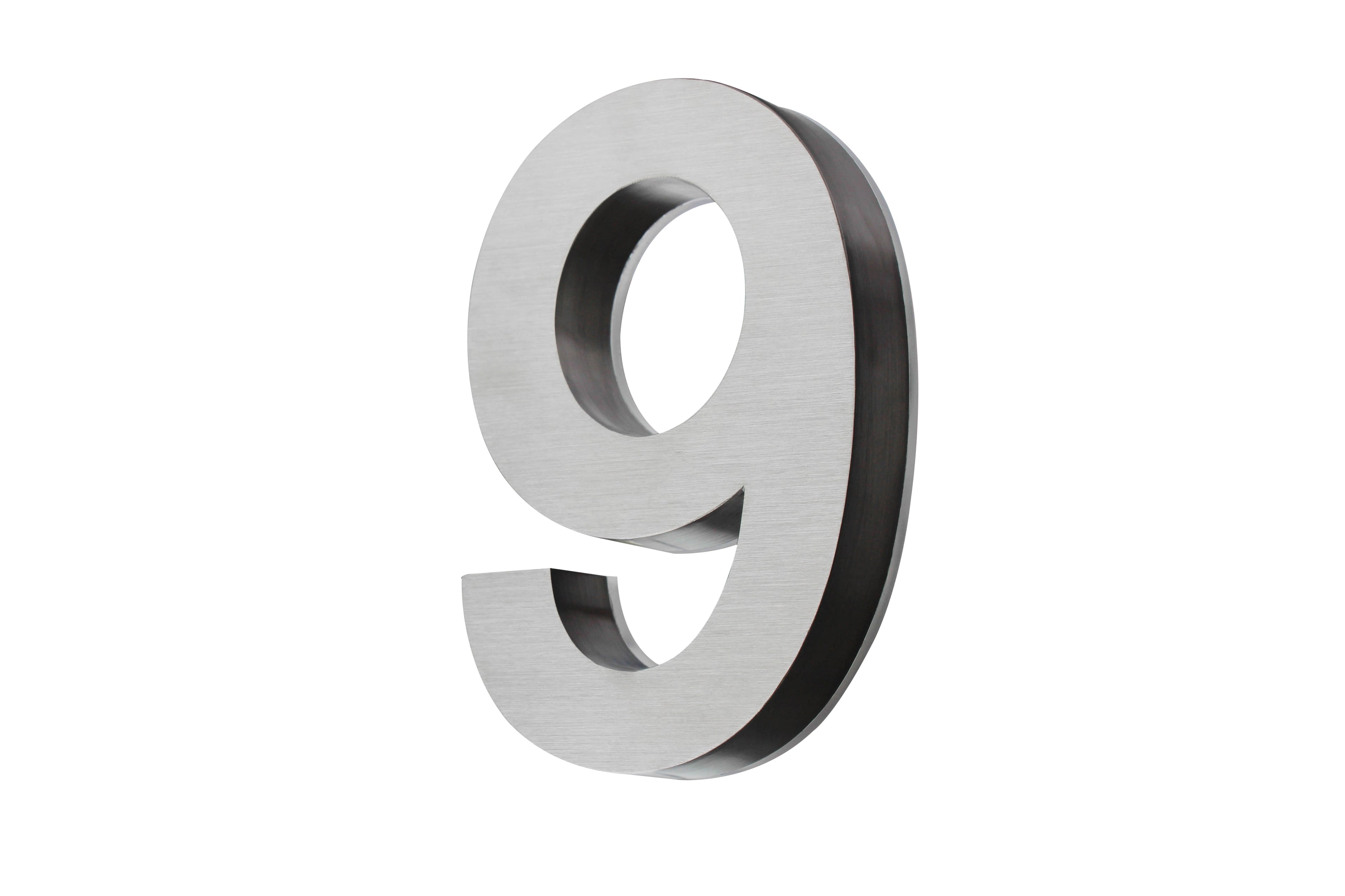 JELSCO stainless steel LED backlit house number, digit 9
